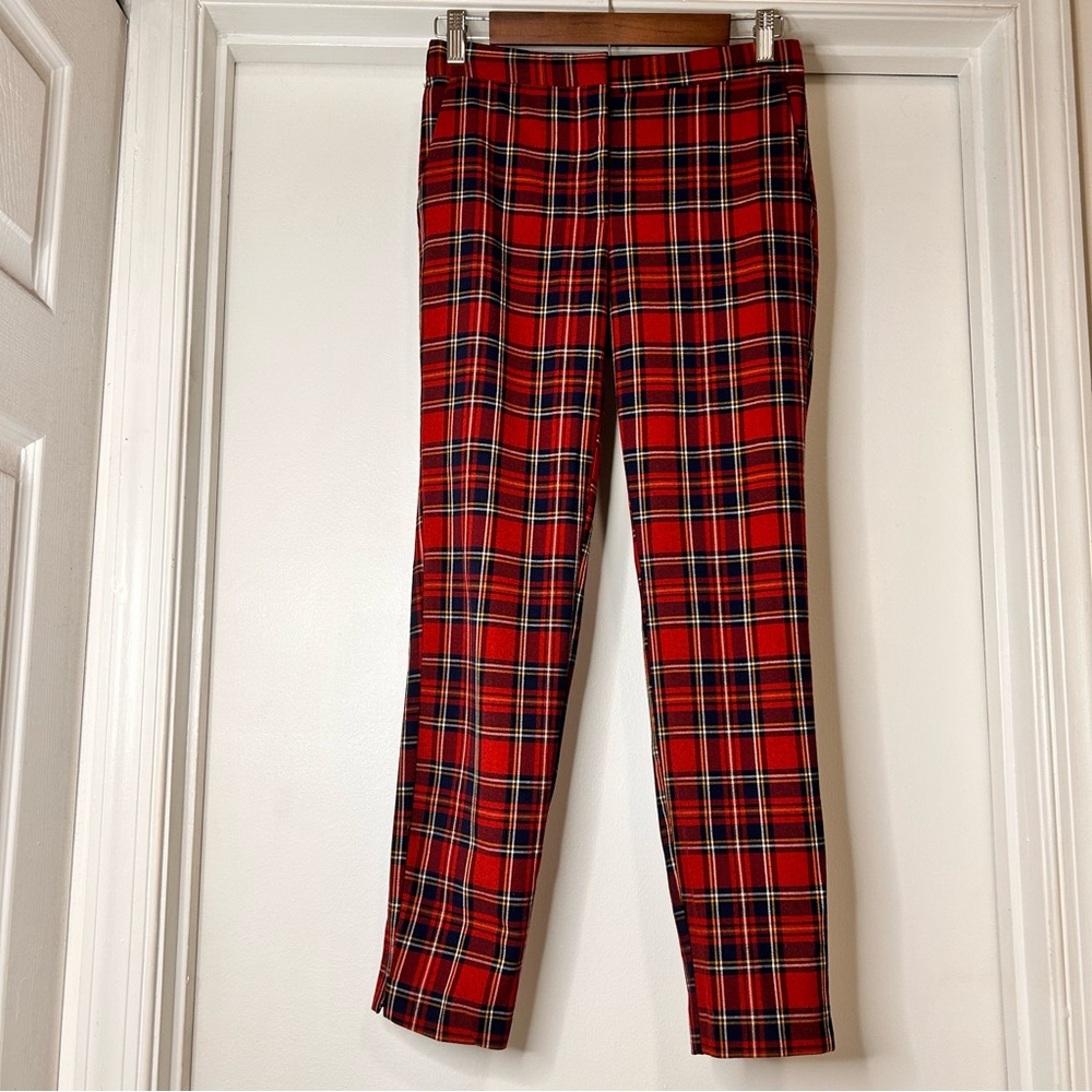 Zara Red Tartan Plaid Pants - Size Small - Picture 2 of 12